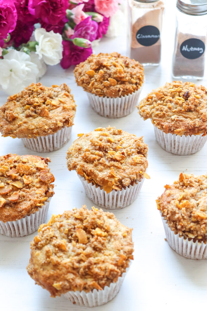 Recipe & Photography by Ney's Kitchen  – Plantain Muffins with a Plantain Streusel Topping using Mr Plantain's Sweet Cinnamon Crisps